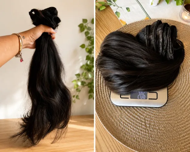 Cabelo Humano Natural 55 cm | 206g | Mega Hair Telado Pronto para Aplicação