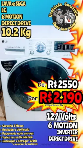 Máquina LAVA e SECA LG 10.2kg (Leia o Anúncio) Entrega Grátis*! Garantia Máquina Top