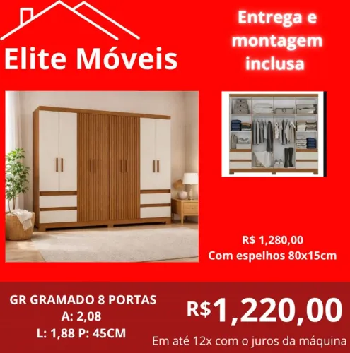 1,220,00 Com a montagem e a entrega guarda roupa novo na caixa com garantia de fabrica. 