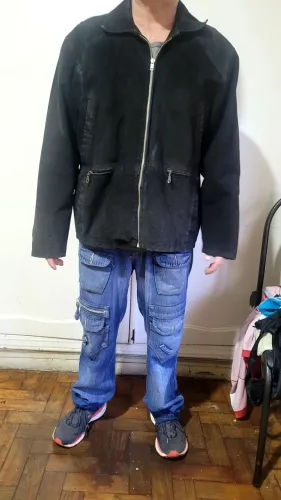 Jaqueta couro wrangler vintage p preta