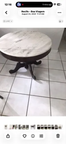 Mesa Antiga (Barroca) com tampo Marmore 