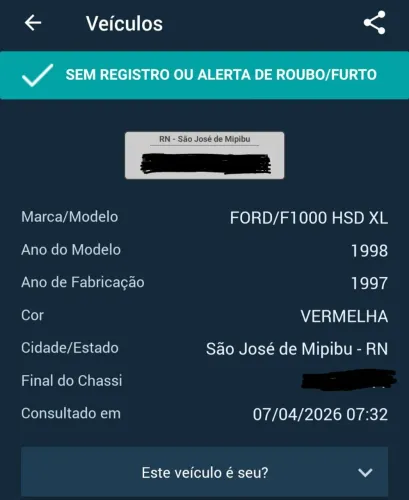 Ford F-1000 XL 2.5 HSD Diesel TB 1998