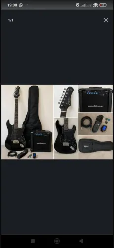 ? Guitarra Tagima TG500 Preta + Cubo + Acessórios - Estado de Nova ?