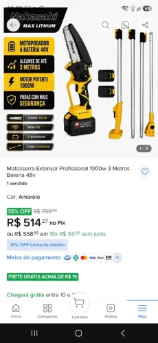 Vendo motopodador a bateria com extensor 