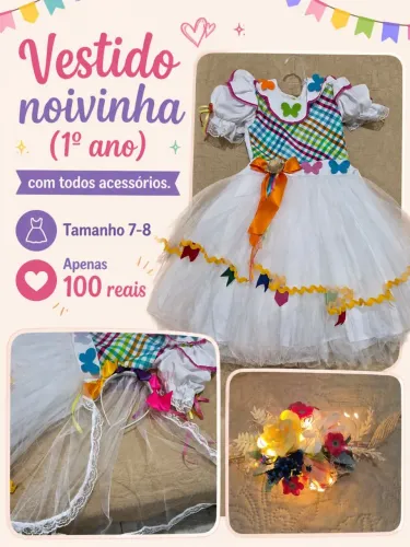 Vestido noivinha junino - tam 7-8