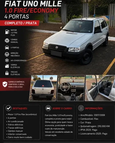 Fiat Uno Mille 1.0 Fire/ F.flex/ Economy 4P 2008