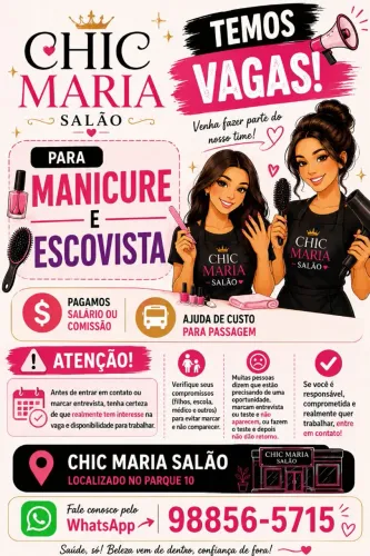 Vagas manicure e escovista