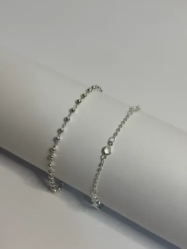 Conjunto com 2 pulseiras banhadas a prata