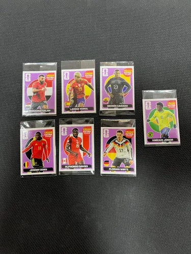 Kit 7x Figurinhas Extra Stickers Roxo Copa do Mundo 2026 Original Panini 