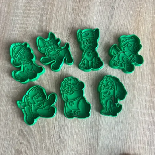Kit 7 Cortadores + Carimbo Patrulha Canina (Biscuit / Pasta Americana)