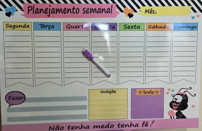 Quadro de atividade semanal