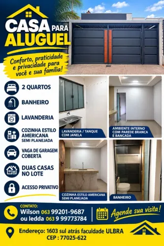 Alugo casa tipo flet 2 - QD 1603 sul