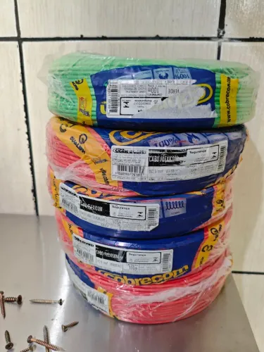 5 Rolos de fio cobrebom2.5 mm 100 metros cada