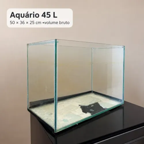 Aquário de vidro 45 litros - 50 x 36 x 25 cm, sem tampa