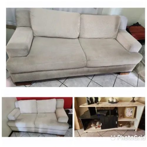 Sofá de 2 e 3 lugares e Rack para TV