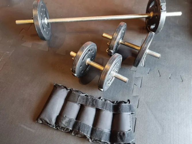 Kit Musculação Barras e Anilhas 
