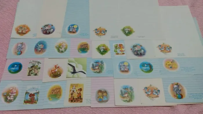 Lote de papel de carta antigo 29 folhas coleção Ternura.