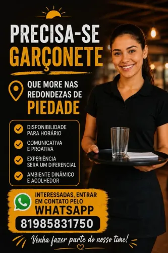 Vaga de emprego garçonete