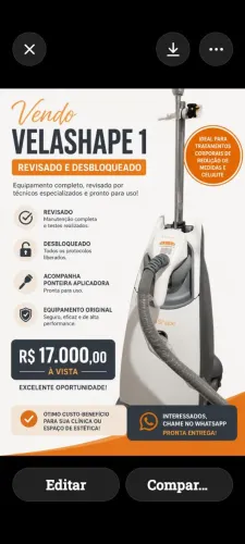 Vendo velashape 1 revisado e desbloqueado com ponteira aplicadora