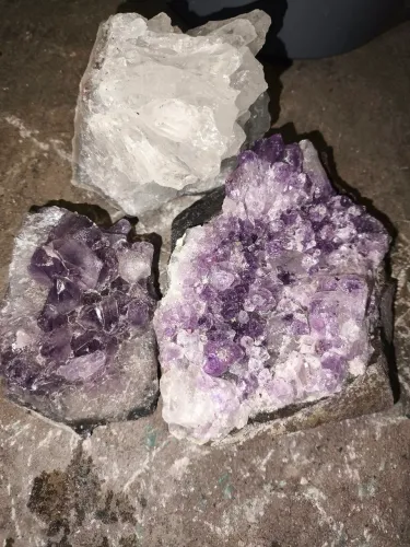 kit com 3 itens de cristal e ametista 