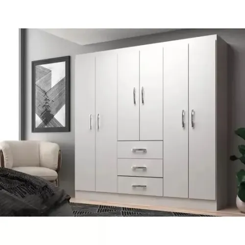 Guarda Roupa 6Pts Sevilha Evidência Branca - Entrega Rápida! 