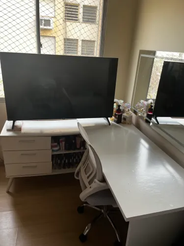 Escrivaninha Penteadeira de Canto 3 Gavetas Branco