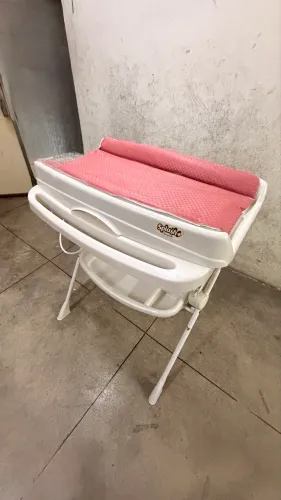 Banheira Burigotto Splash + Com Suporte e Trocador Rosa  