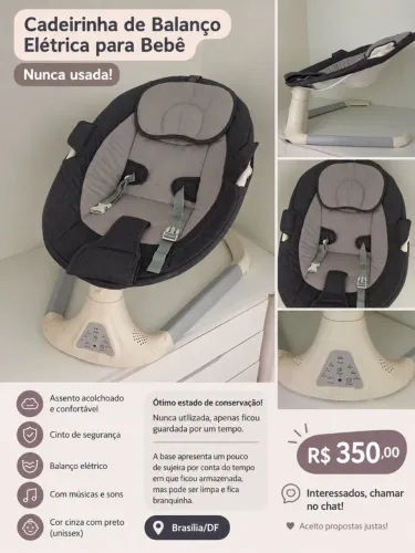 Cadeirinha de balanço elétrica para bebê