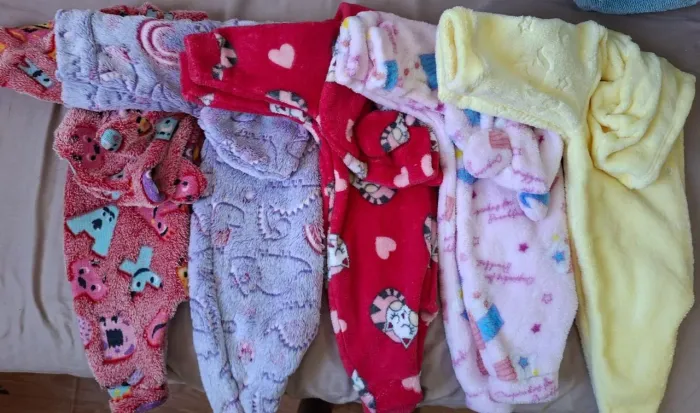 Kit 5 macacão pelúcia bebê inverno menina