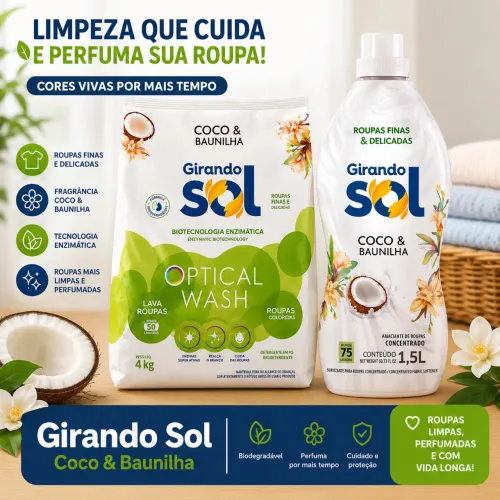 Kit Sabão em pó 4kg + Amaciante 1,5L girando sol