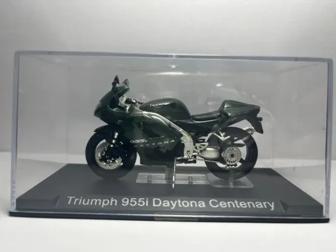 Miniatura Triumph 955i Daytona Centenary 1:24 Ixo Altaya - Caixa Acrílico