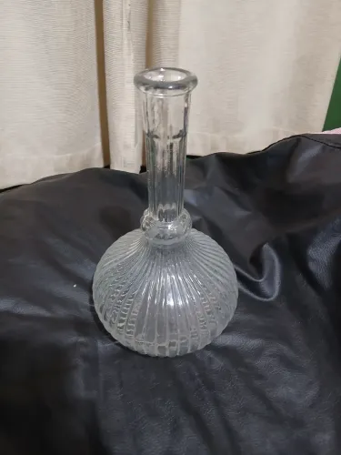 Garrafa Licoreira Antiga Italiana Empoli Década 60 Vaso Vidro Canelado 28cm 