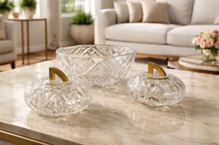 Conjunto de Bombonieres em Cristal Lapidado alemão vintage 