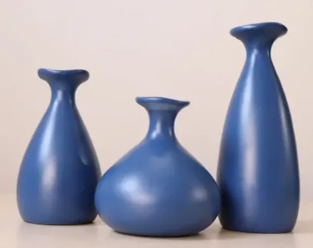 Trio vasos cerâmicos decorativos
