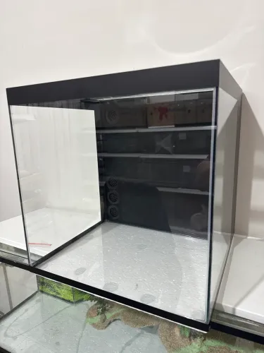 Aquário cubo 40x40x40 sump de filtragem traseiro novo vidro fundo preto