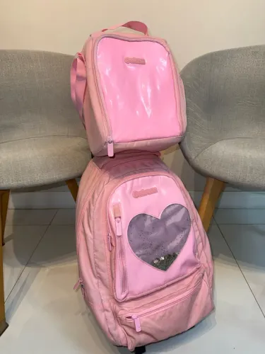 Kit Mochila Escolar Xtrem Coração Rosa