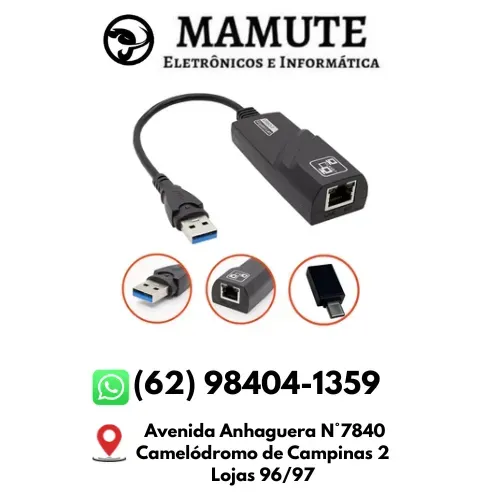 Cabo Adaptador Usb C X Rj45 Internet Gigabit 10/100/1000mbps