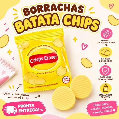 Borrachas Batata Chips Fofas Criativas Papelaria (2 unidades por pacote) (Pronta Entrega)