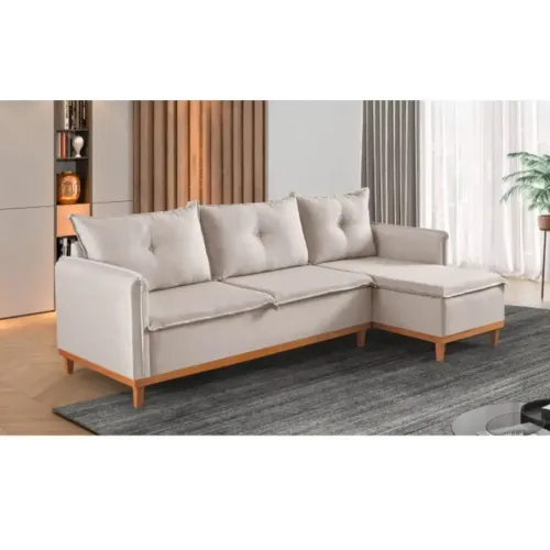 Sofá Orlando 4 Lugares com Chaise Tecido Linho 240cm p98