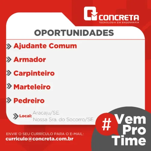 OPORTUNIDADES DISPONÍVEIS ARACAJU/NOSSA SRA DO SOCORRO EM SERGIPE