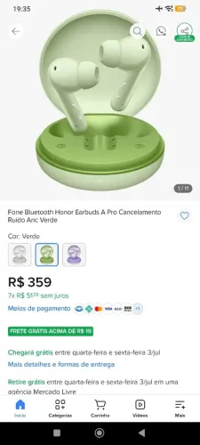 Honor Earbuds A Pro/Cancelamento de ruído ativo/42 horas de execução/alto-falante de 12,4
