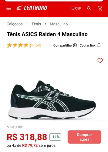 Tênis Asics Raiden 4 num 42 Tranquil/teal White