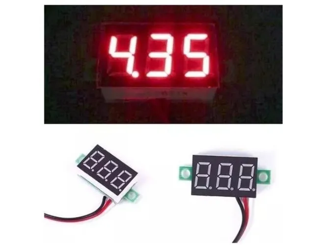 COD-AM154 Mini Voltímetro Led Digital Dc 4-30v Bateria Carro Moto   Arduino Automação 