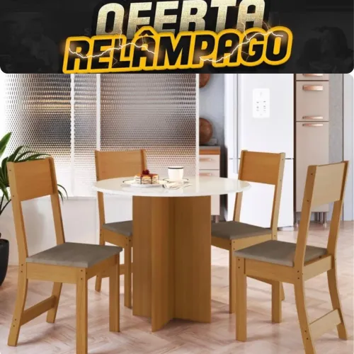 Promoção mesa de jantar Alice com 4 cadeiras