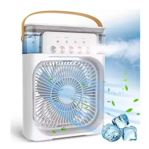 Ventilador Refrigerador De Ar Umidificador Portátil Com Led Reservatório De Água Led USB