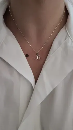 Colar Pingente Letra inicial de prata 925 Colar feminino.