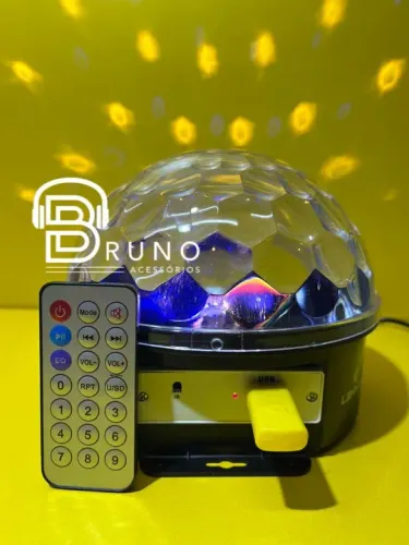 Globo Bola Maluca Magica Cristal 6 LED 18W RGB USB Iluminação Para Festa