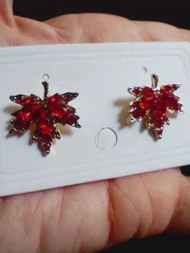 Brinco folheado de pedra vermelha