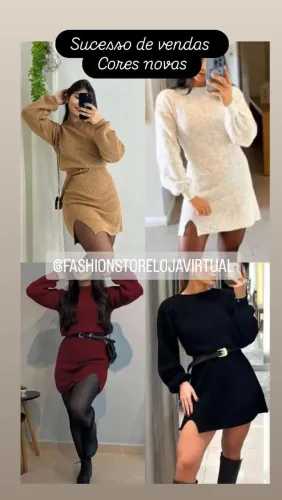 Vestidos Novos em lã mousse Cores da Moda - Sucesso de Vendas! Ganha um cinto .