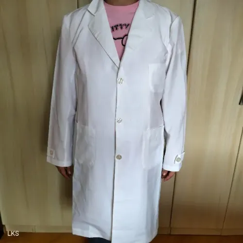 Jaleco branco de manga longa 